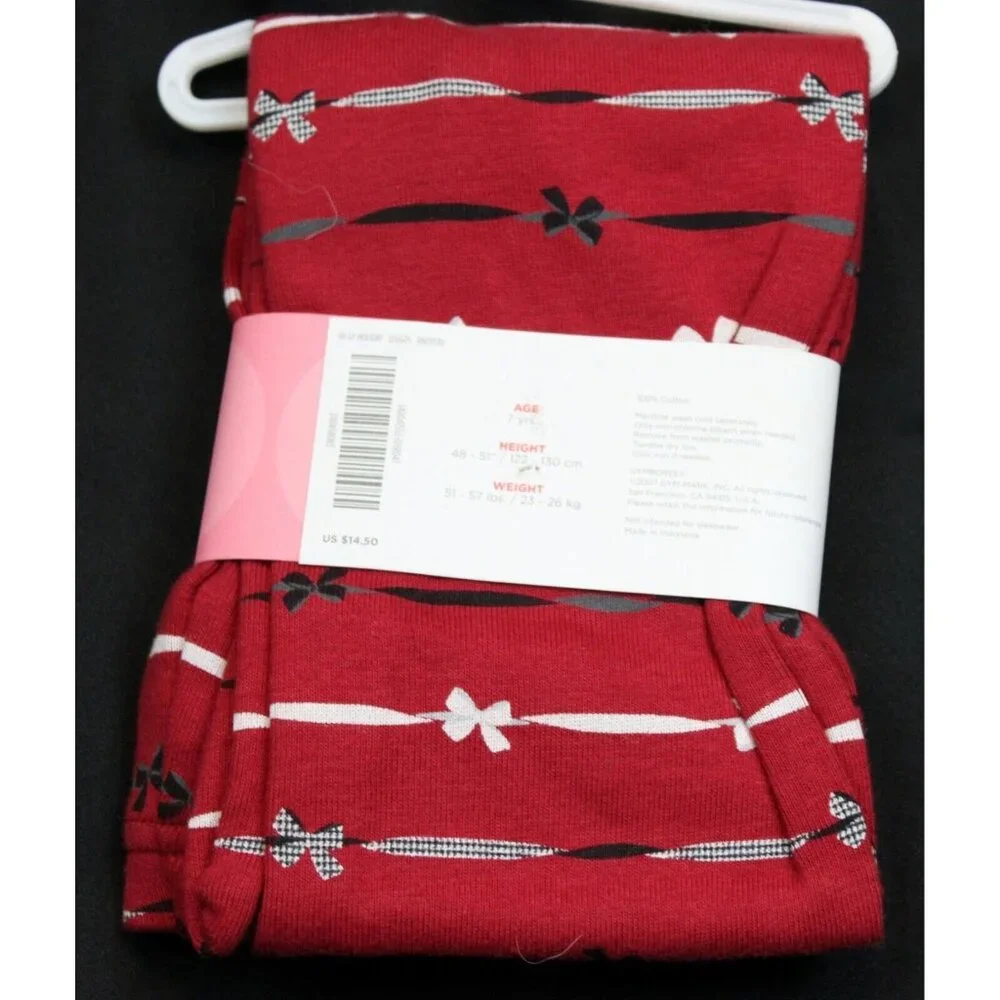 NWT 2008 Gymboree Holiday Friends Bow Leggings sz 7 Red Ribbon Cute Comfort